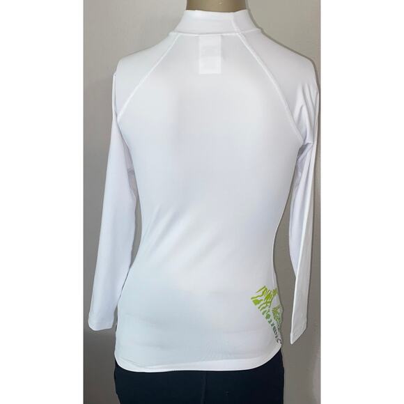 ROXY Women Size 8 Top Rashguard UV Tech Mock Neck Long Sleeve Shirt White - Picture 5 of 8